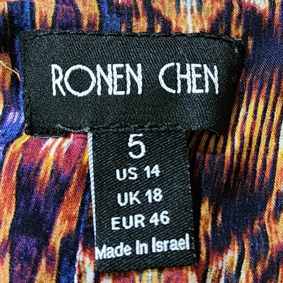 Ronen Chen Artsy Abstract Print Twisted Front Maxi Shift Dress - Picture 5 of 5